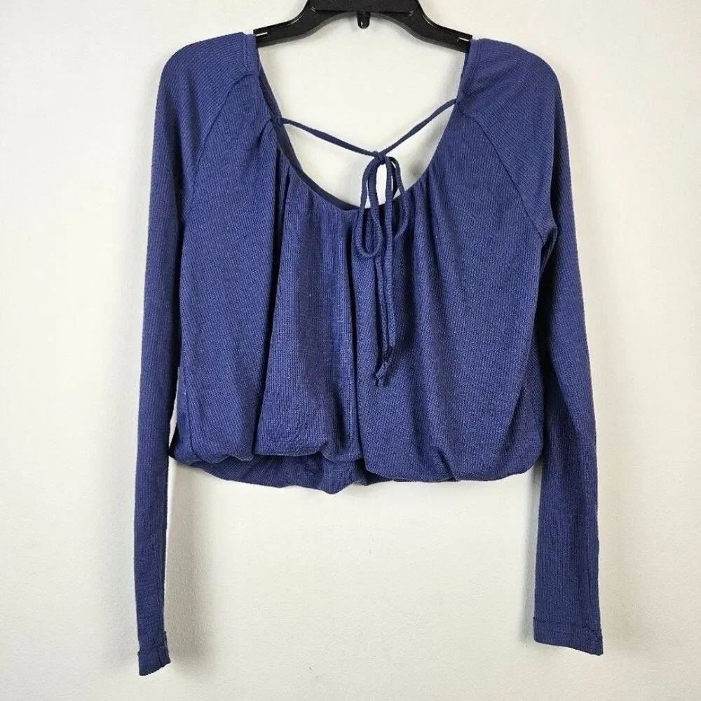 Free People Purple Bondi Thermal Long Sleeve Shirt Size Medium NWT